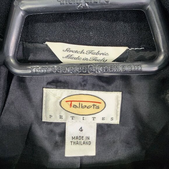 Womens Black Petite Talbots Wool Blend Blazer Jacket Double Button Size 4P - Picture 3 of 8